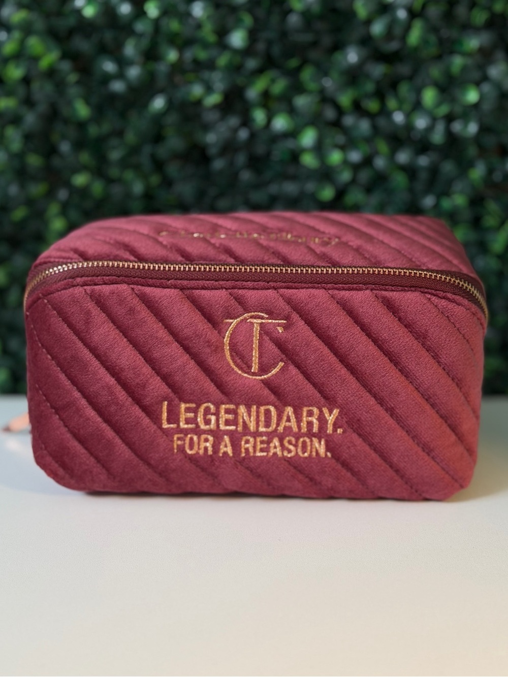 Charlotte Tilbury Legendary for a Reason burgundy quilted  Makeup bag (New)
